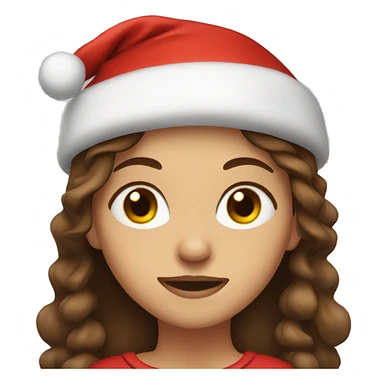 brown haired girl portrait wearing a Santa hat sticker