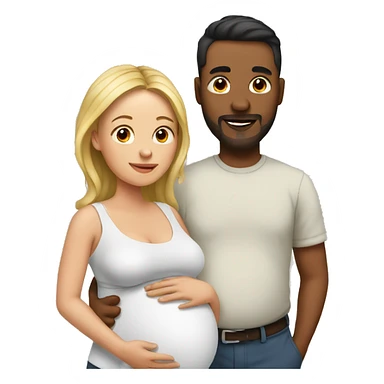 A pregnant woman with her husband  sticker