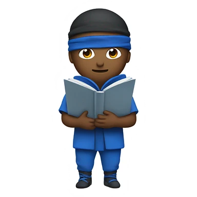 ninja reading book with blue clothes sticker