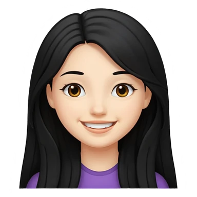 Girl smiling with long black hair sticker