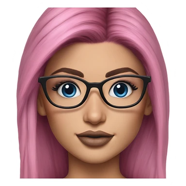 Hyper Realistic kylie jenner pink hair blue eyes and glasses  sticker