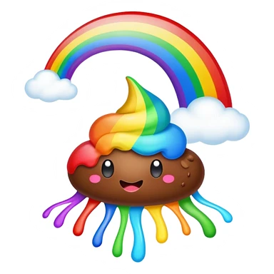 Flying rainbow poop sticker