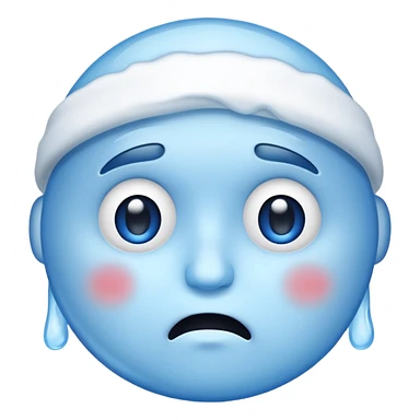frosty face emoji with blue cheeks shivering sticker