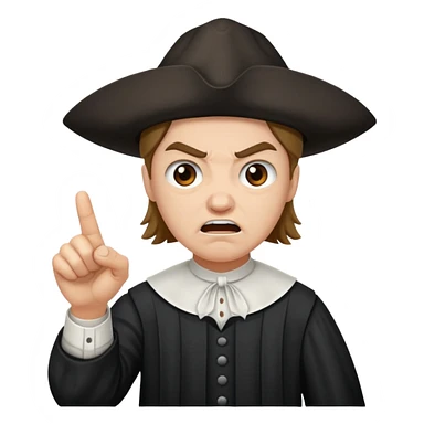 Angry puritan pointing sticker