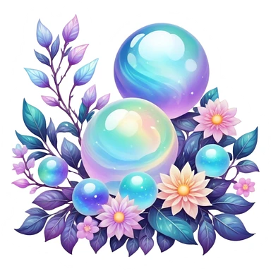 Epic divine legendary celestial flowery complex detailed iridescent gradients marbles aesthetic-scenery-Decorations sticker