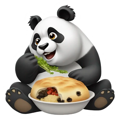 Panda stuffing their face with food sticker