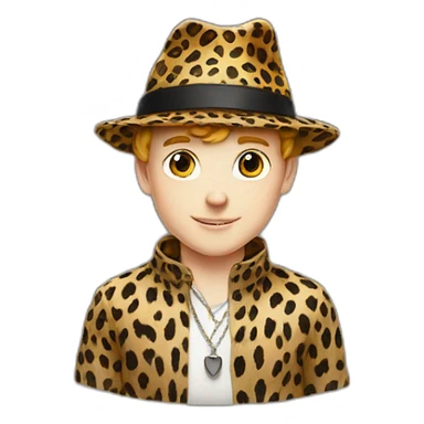 white boy in leopard and magic hat sticker