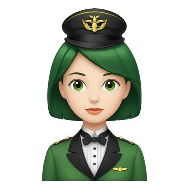 Lady butler with tigh hair and green uniform sticker