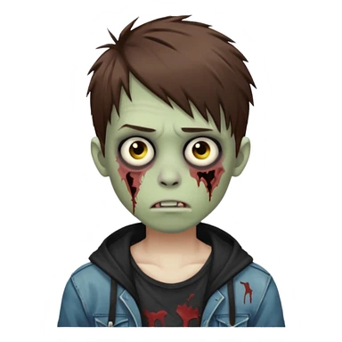 boy zombie with brown hair emo sticker