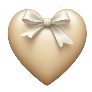 beige heart with white bow sticker