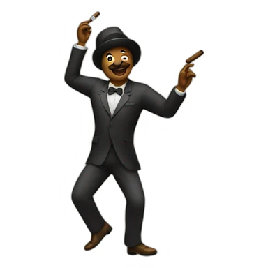 Someone dancing with a cigar sticker