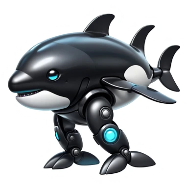 tubby black cyberpunk orca robot sticker