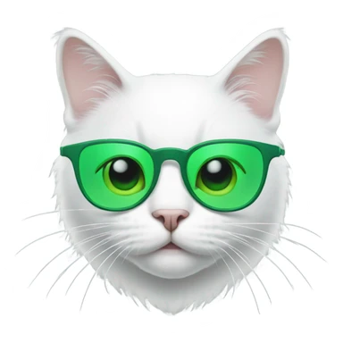 White cat with green glasses sticker