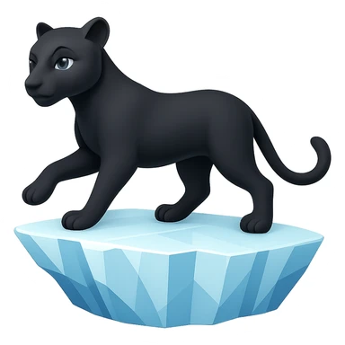 Make the black panther look feminine, keep it on an iceberg, in emoji style with no background. The style should resemble apple style emojis with concise details. sticker