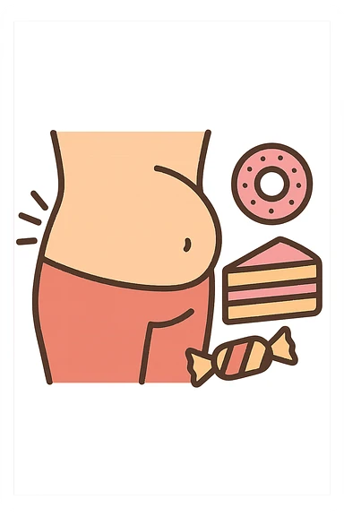 gonfiore addominale e voglia di dolci sticker