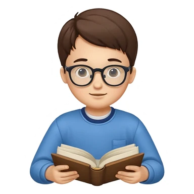 Boy wearing specs and reading books sticker