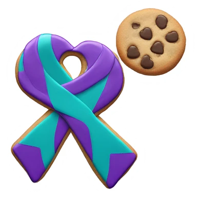 Purple teal Suicide awareness ribbon, heart cookie sticker