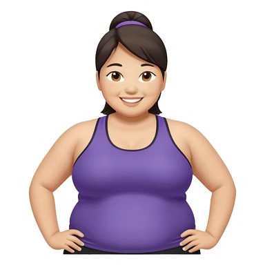 asian midsize overweight woman in workout gear sticker