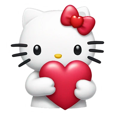 Hello Kitty holding a heart sticker