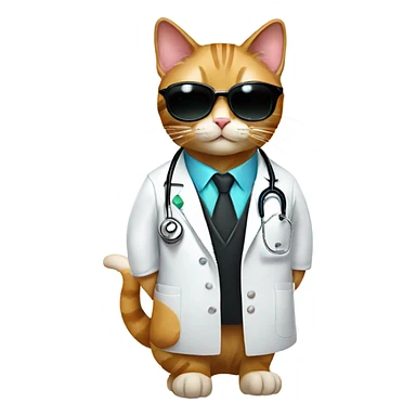 happy doctor cat wearing black sunglasses sticker