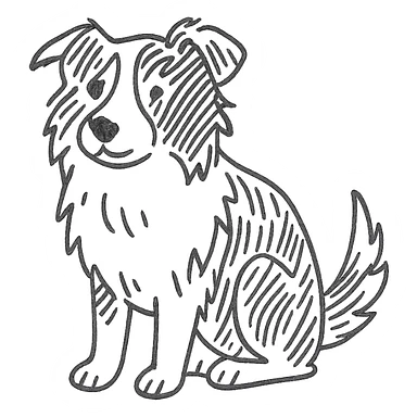 border collie dog, hand drawn icon style sticker