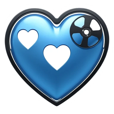 blue heart with a film reel sticker
