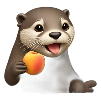 otter eating a peach sticker