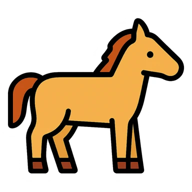 Recreate the horse icon in a modern, clean, and simple icon style with no text. Maintain a transparent background. Focus on clarity and minimalism in the design. sticker