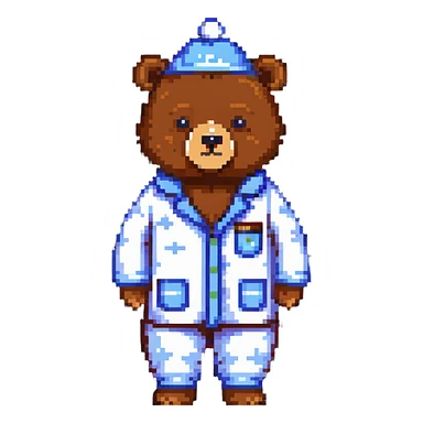 bear in pajamas with a nightcap standing sticker