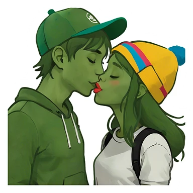 Girl and a boy kissing  sticker