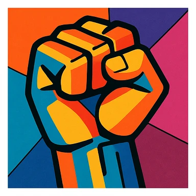 a fist in a creative vibrant toon style, artistic and unique sticker