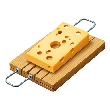 a mousetrap with a small piece of cheese sticker
