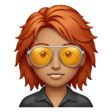 red-haired person wearing solar sunglasses, minimal details sticker