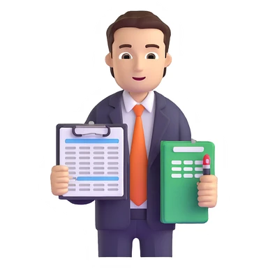 male accountant with spreadsheet and accounting tools sticker