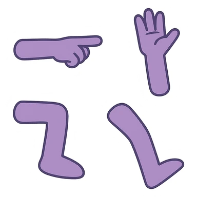 flat toon style purple upper and under limbs sticker