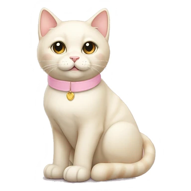 cream cat with light pink collar sitting sticker