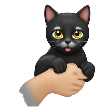 Девушка с черным котиком на руках у котика желтые глаза sticker