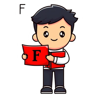 student with red F grade and slumped posture sticker