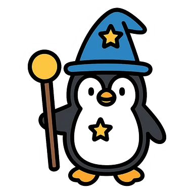 A cute penguin wizard sticker