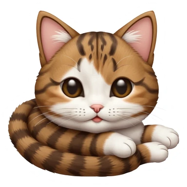 dark brown tabby and white small cat in funny positions upside down with eyes closed sticker