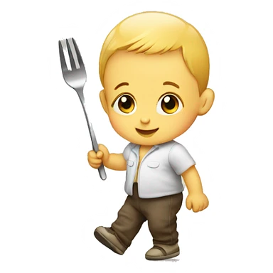 baby walking with a fork sticker