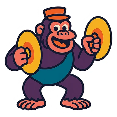 cartoon gorilla in a band, playing cymbals sticker