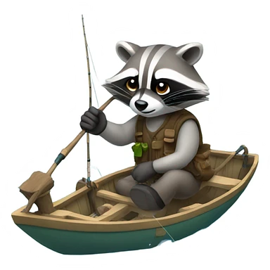 Racoon fishing sticker