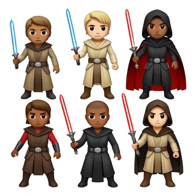 Four jedi and Four Sith fighting sticker