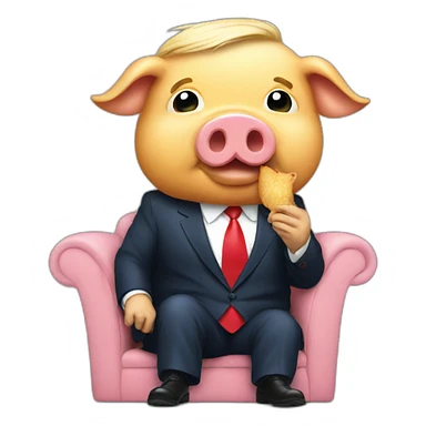 trump eating pig sticker