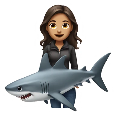 Brunette girl with shark sticker