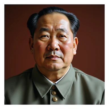 realistic photorealistic image of Mao Zedong as the chairman of the Chinese Communist Party, formal attire, serious expression, neutral background sticker