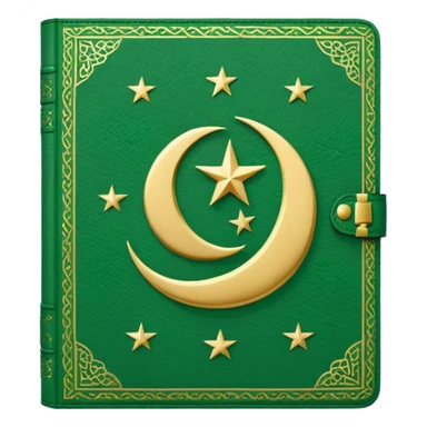 Closed Quran with the Islamic Symbol on it (moon and star) green from left to right sticker