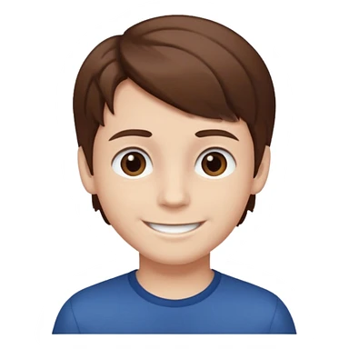 a smiling boy with brown hair and white skin with dark eyes  sticker