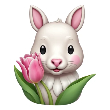 Un 🐑 lindo teniendo un tulipán rosa sticker